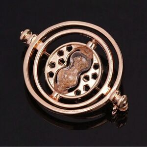 Harry Potter Time Turner Brooch, Gold tone, Lightweight, Glitter Sand, U…